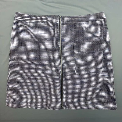 Halogen Skirt Womens 10 Blue White Textured Front Zip Pockets Lined Tweed Career - Image 1 of 4