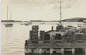 Landing Yacht Basin Harraseeket Harbor South Freeport Maine 1950s RPPC Postcard - Picture 1 of 2