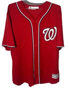 Majestic Jersey Mens 3XL Washington Nationals Red Button Up Stitched - Picture 1 of 12