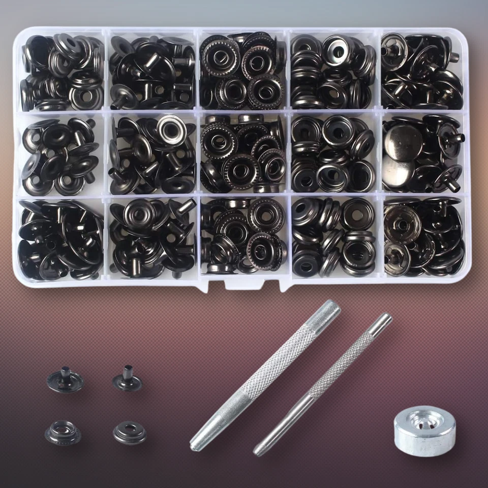 70 Sets 15mm 5/8 Heavy Duty Snap Fasteners Kit Metal Snaps for Leather Craft - Image 1 of 4