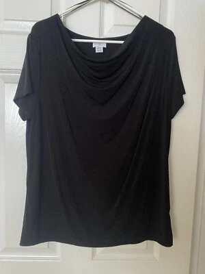 Top para mujer negro con cuello barco mangas cortas XL Jaclyn Smith Foto 1 de 4