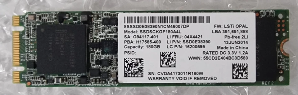 Intel SSDSCKGF180A4L 180GB M.2 2280 SSD Lenovo Solid State Drive 04X4421 - Image 1 of 1