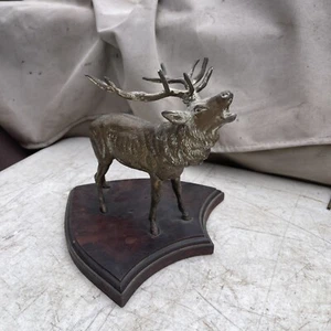 Vintage 8” Male Elk Mountain Deer Caribou Hunter Bronze Sculpture Art Decor. - Picture 1 of 21