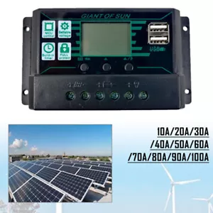 Controlador de carga regulador de panel solar MPPT 12/24V seguimiento de enfoque 10A-100A - Imagen 1 de 22