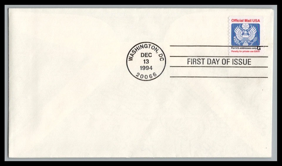US FDC # O152 "G" Rate Official Eagle & Shield none  nddficial ssed 1994, 9p4069 - Image 1 of 1