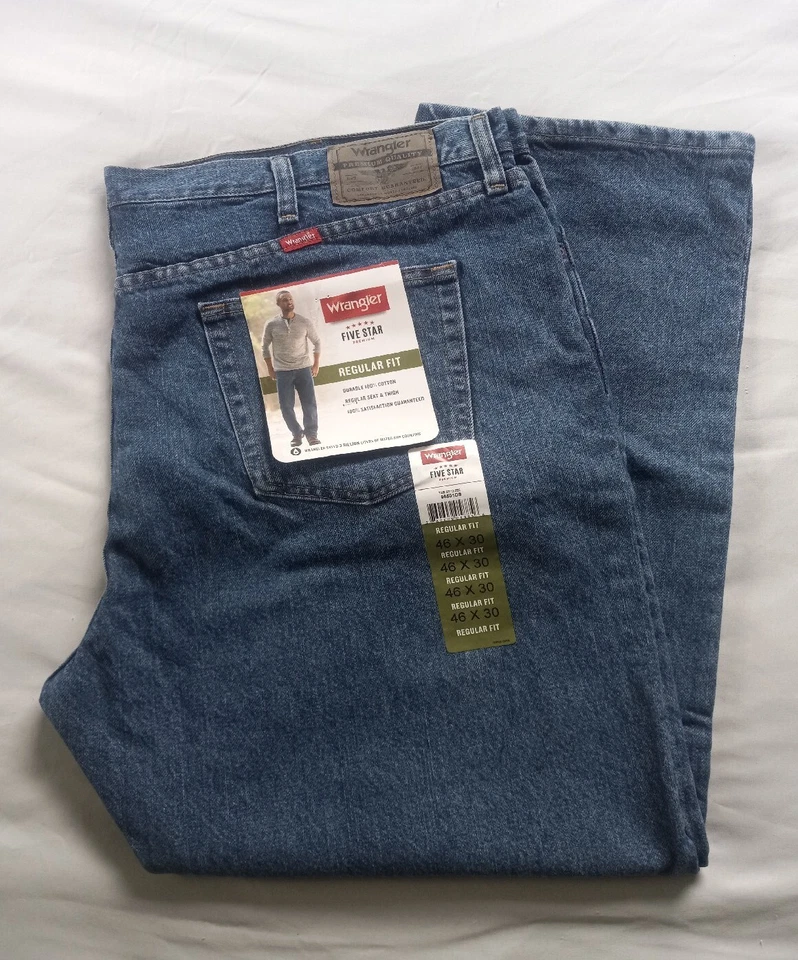 Wrangler 96501DS Regular Fit Denim Blue Jeans Mens Size 38 X 30