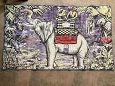 Vintage Elephant Tiger Hunt Rug Wall Tapestry Hunting Scene