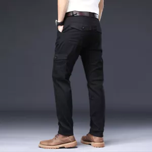 Men's Fashion Solid Color Tooling Elastic Straight Loose Comfortable Pants - Picture 1 of 45