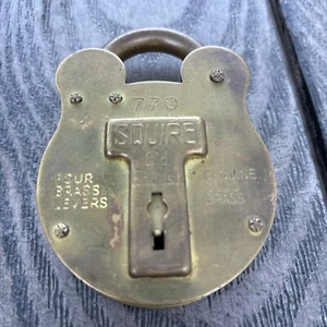 ANTIQUE SQUIRE OLD ENGLISH 550 LOCK MADE IN ENGLAND ~ NO KEY - Picture 1 of 3