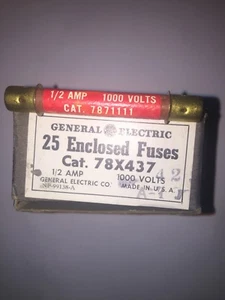 New Box Of 25  General Electric  1000 Volt 1/2 Amp  Cat 7871111 Fuses FU-A-A - Picture 1 of 7