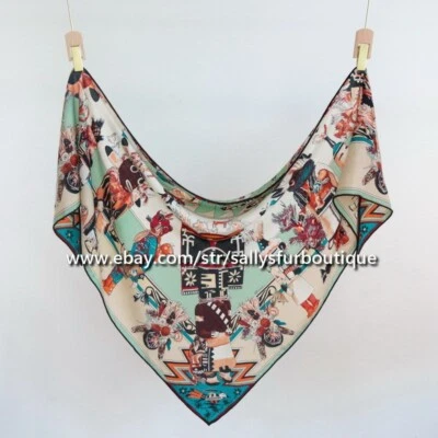 Sallys 70% Cachemira y 30% Seda Bufanda Estampado Azteca Mantón Triángulo Grande 200*125 cm Foto 1 de 4