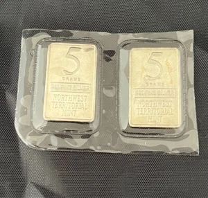 Vintage Northwest Territorial Mint 5 Grams .999 Fine Silver Bar (2) in Original - Picture 1 of 2
