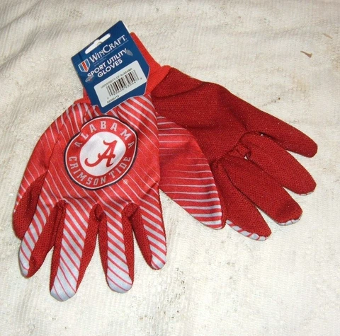 UNIVERSITY OF ALABAMA  SPORTS UTILITY GLOVES ONE SIZES FITS ALL BEADED GRIP N Cover