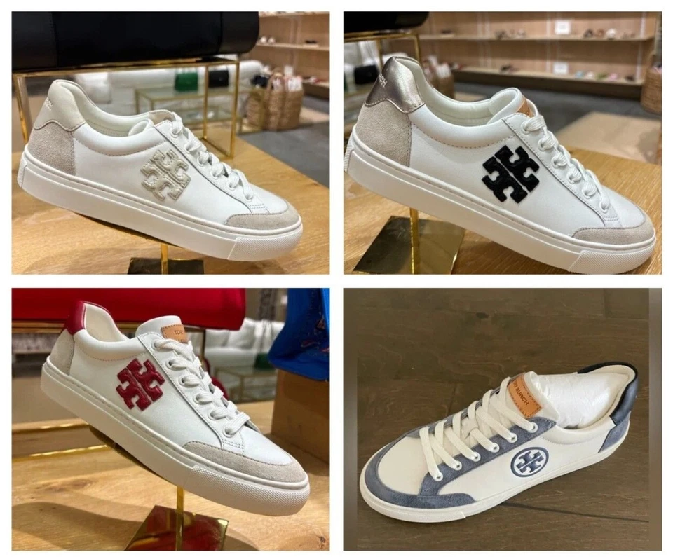 Tory Burch Color Block Signature T-Logo Leather Sneaker Shoes - Image 1 of 1