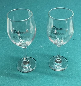 Friends & Wine Grow Better With Age Wine Glass Set 2 15 oz Glasses BrandNew wBox - Picture 1 of 3