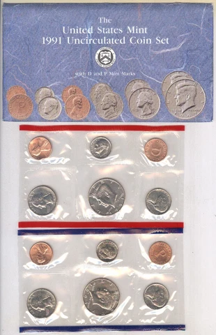 1991 United States Uncirculated Mint Set + 10-Coins Cover