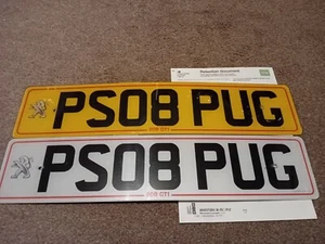 PS08PUG PEUGEOT PRIVATE REG NUMBER PLATE ON RETENTION TRANSFER FEES & PLATES INC - Picture 1 of 1