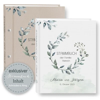 Stammbuch der Familie  Greenero Stammbücher personalisiert A5 A4 Grün - Bild 1 von 4