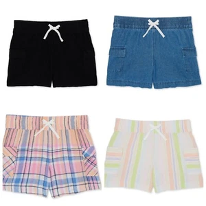 Lot Of 4 Girls Size S 6-6X Pull On Shorts Elastic Waist Pockets Cotton Linen - Picture 1 of 13