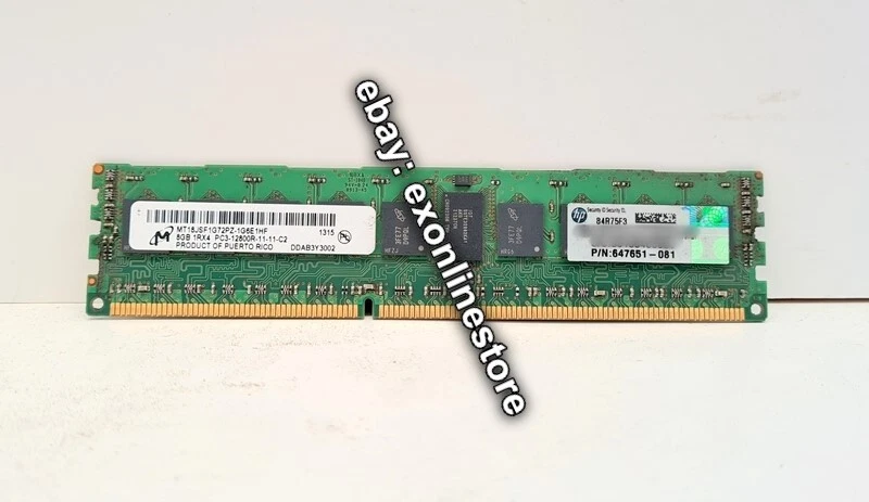 647899-B21 - 8GB (1x8GB) Single Rank x4 PC3-12800 (DDR3-1600) 664691-001 - Image 1 of 1