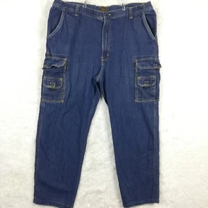 Pantalones de mezclilla Boulder Creek para hombre cargo utilitario azul índigo lavado solapa grande 44x38 - Imagen 1 de 11