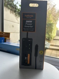 Halfords Power Inverter 200w Mains Power -USB 2. & USB-C Phone & Tablet Charging - Picture 1 of 2