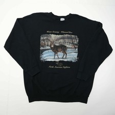 Mens L Black Whitetail Deer Sweatshirt