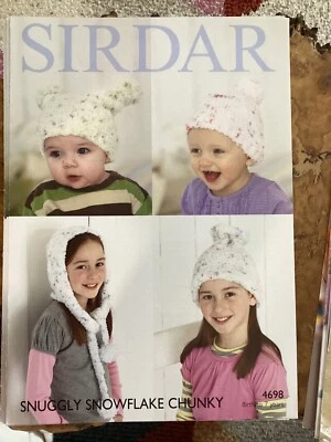 Baby Chunky Hats Knitting Pattern 0-7 Years  Sirdar 4698 - Image 1 of 2