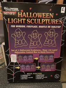 Halloween Ghost Light Sculptures Set of 3 Multi Function Control Box 150 Lights - Picture 1 of 8