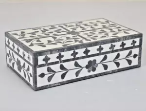 Handmade Indian Decorative Wooden And Bone Inlay Storage Box - Picture 1 of 4