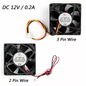 12V 0.2A Cooling Computer Fan Ball Bearing 70×70×25mm DC Brushless 2 Pin 3 Pin. - Photo 1/11