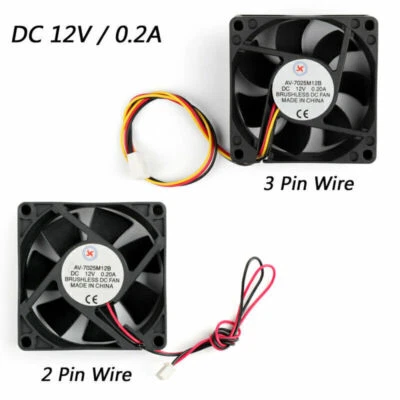 12V 0.2A Cooling Computer Fan Ball Bearing 70×70×25mm DC Brushless 2 Pin 3 Pin. - Image 1 of 4