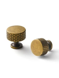 5 Pack Antique Brass Cabinet Knobs Round Dresser Knob Kitchen Cupboard Bathro... - Picture 1 of 7