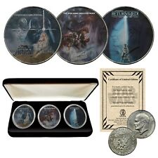 1977 Star Wars Trilogy Orginal Movies 3-Coin Set 1977 Ike U.S. $1 Dollars w/ Box