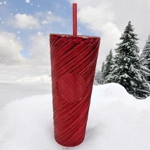 NEW Starbucks Christmas 2024 Red Swirl Venti 24oz Tumbler Cold Cup Holiday - Picture 1 of 8