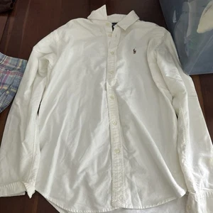 Ralph Lauren Shirt Boys Size 20 White Button Up Oxford Cloth Dress Youth Soild * - Picture 1 of 4