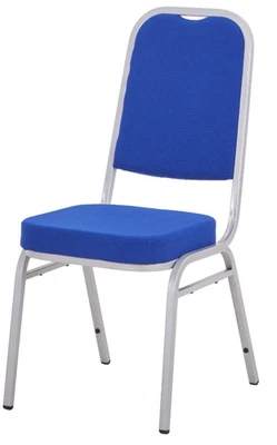DURABULL Steel Square Back Banqueting Chair Blue Fabric with Silver Frame Stacking Chair