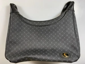 Bolso de hombro pequeño de lona con patrón de logotipo gris negro CL HOBO - Imagen 1 de 3