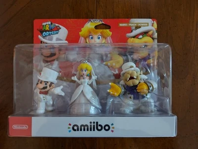 Super Mario Odyssey Amiibo - Wedding Mario Peach Bowser 3-Pack - Sealed Box - Image 1 of 2