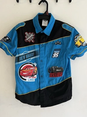 Disney Store Pixar Cars Youth 9/10 Lightning McQueen Button Up Collar Shirt Rare - Image 1 of 3