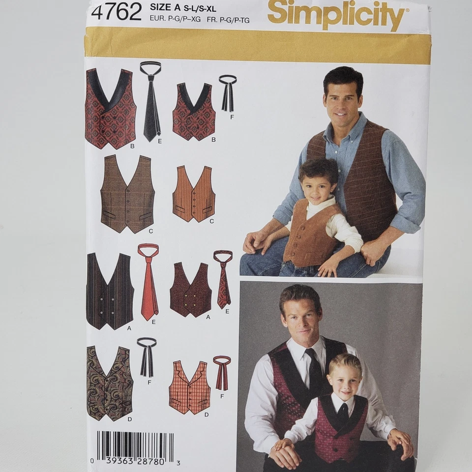 Simplicity Pattern 4762 Boys & Men Vests and Ties