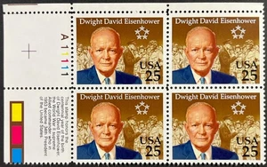 U.S. Scott #2513, Plate Block of 4, Dwight D. Eisenhower, Fine-Very Fine, MNH - Picture 1 of 2