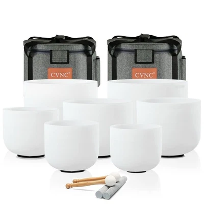 CVNC 432hz 6"-12" 7 Pcs Quartz Crystal Chakra Singing Bowl Set for Sound Healing - Image 1 of 4