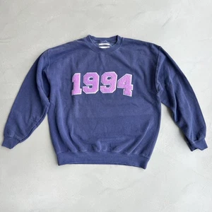 Anthropologie 1994 Oversized Crew Neck Sweatshirt Blue/Purple. Small. - Picture 1 of 7