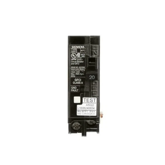 Siemens QF120AP Circuit Breaker QPF2 GFCI 5mA 1P 120V 20A 10KA RET