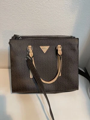 Bolso Bandolera GUESS Logo Imitación Cuero PVC Med Cartera Cartera Marrón Diseñador - leer Foto 1 de 4