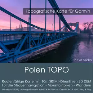 Polen Topo Karte 10m Höhenlinien 4GB microSD für Garmin Navi, PC & MAC - Bild 1 von 9