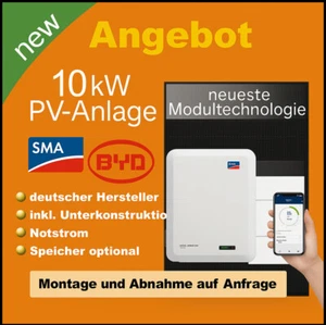 10kW PV Anlage mit Speicher SMA Komplettpaket Photovoltaikanlage UK Ziegeldach - Bild 1 von 6