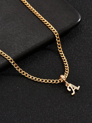 Cadenas Collar con Iniciales de Oro 10K Gargantilla Dije Letra para Hombre Mujer - Image 1 of 4