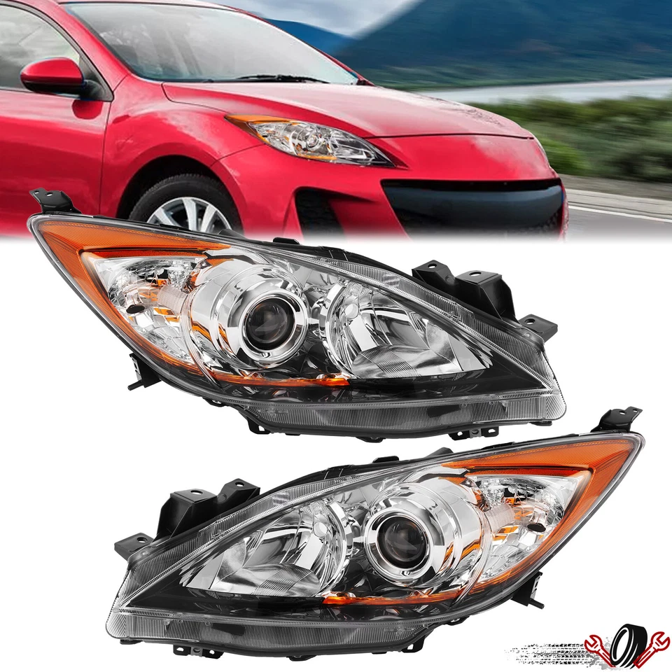 For Mazda 3 2010 2011 2012 2013 Headlights Assembly w/Projector Headlamp LH & RH - Image 1 of 4